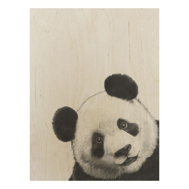 Prints Illustration Panda Black And White Drawing
