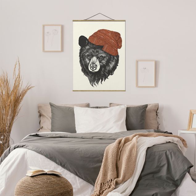 Bear print Illustration Bear With Red Cap Drawing