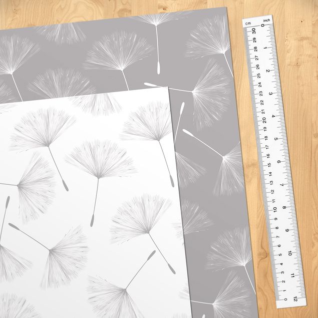 Adhesive films for furniture grey Dandelion Pattern Set In Agate Grey And Polar White