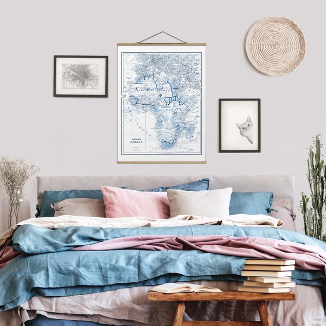 Vintage posters Map In Blue Tones - Africa