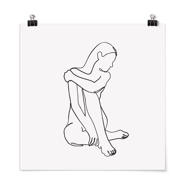 Art posters Line Art Woman Nude Black And White