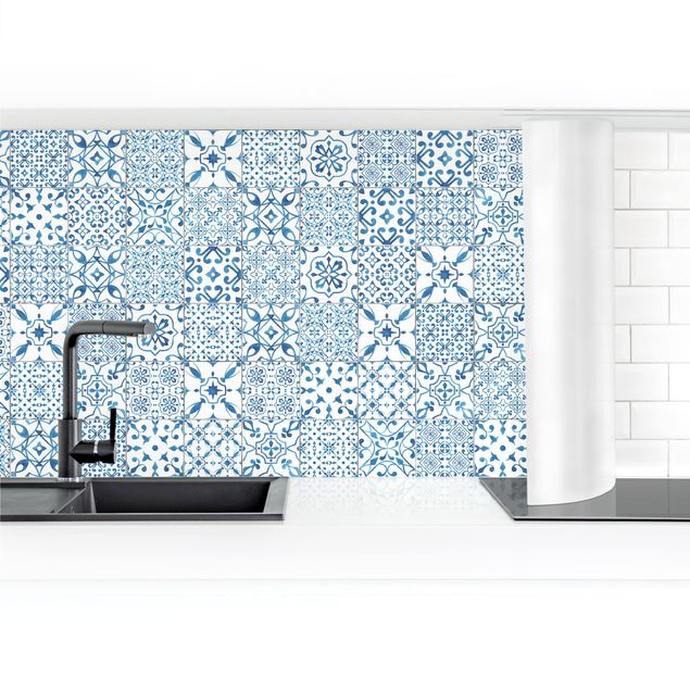 Self adhesive film Patterned Tiles Blue White