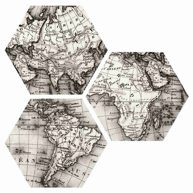 Retro wall art Old World Map Details