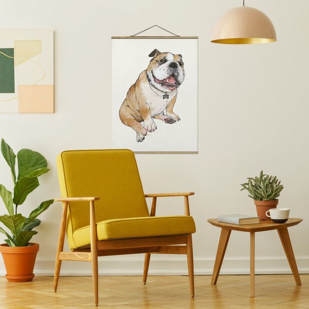 Canvas art Illustration Dog Bulldog Painting