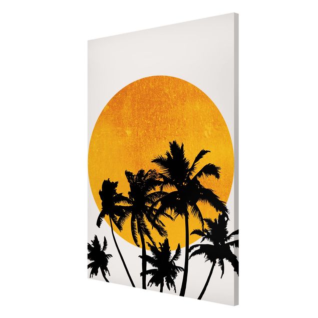Magnet boards flower Palm Trees In Front Of Golden Sun