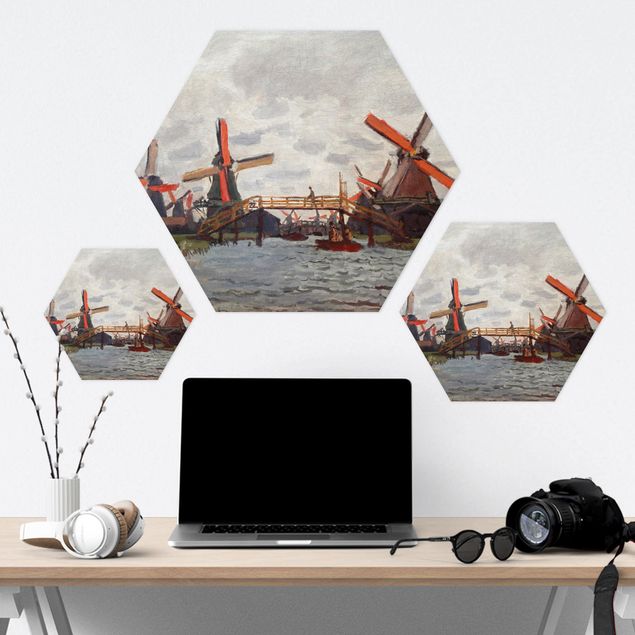 Prints Claude Monet - Windmills in Westzijderveld near Zaandam