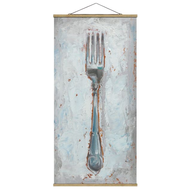 Grey canvas art Impressionistic Cutlery - Fork