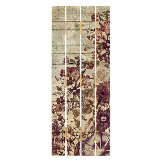 Prints Vintage Floral Wood Look II