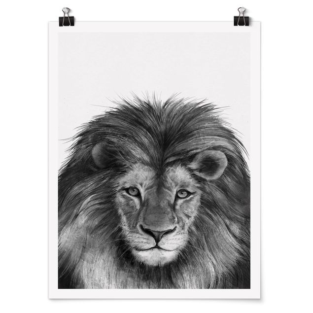 Art posters Illustration Lion Monochrome Painting