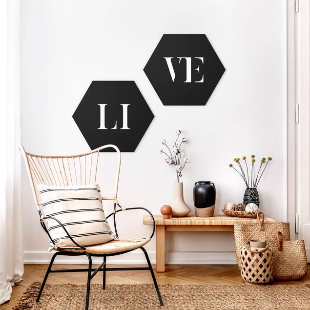 Quote wall art Letters LIVE White Set I