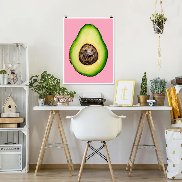 Posters art print Avocado With Hedgehog