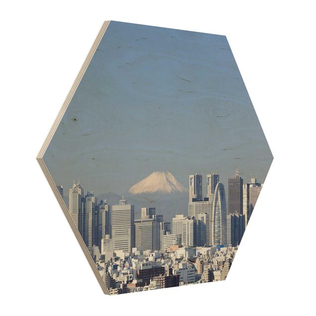 Wooden hexagon - Tokyo In Front Of Fuji
