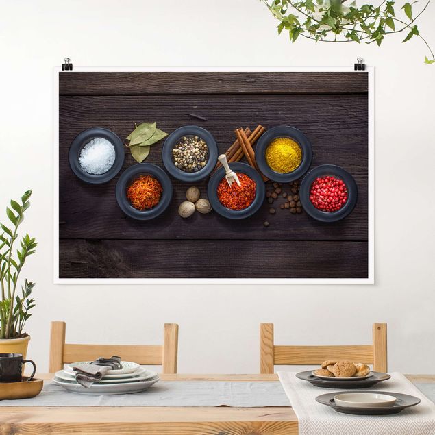 Canvas art Black Bowls With Spices