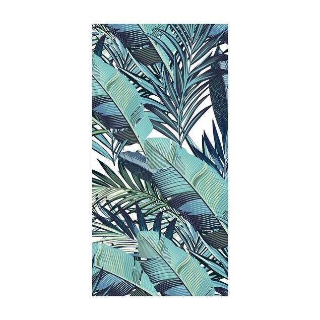 Modern rugs Turquoise Leaves Jungle Pattern