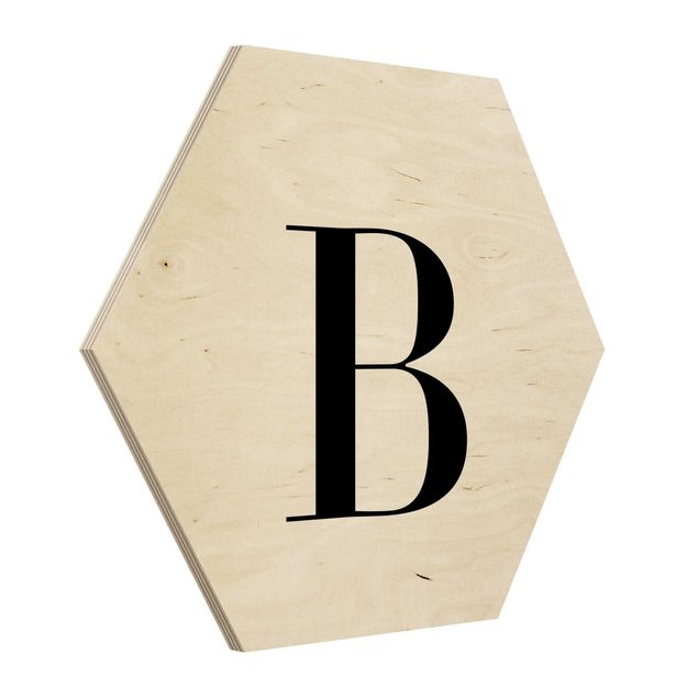 Prints on wood Letter Serif White B