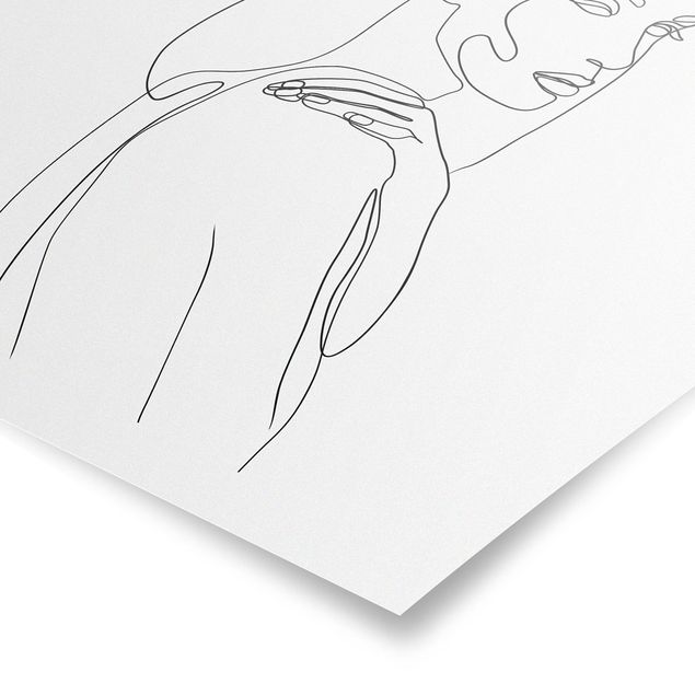 Poster black white Line Art Woman's Shoulder Black And White
