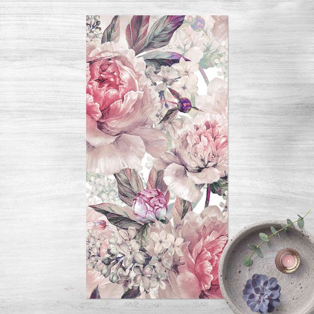 outdoor mat Delicate Watercolour Peony Pattern