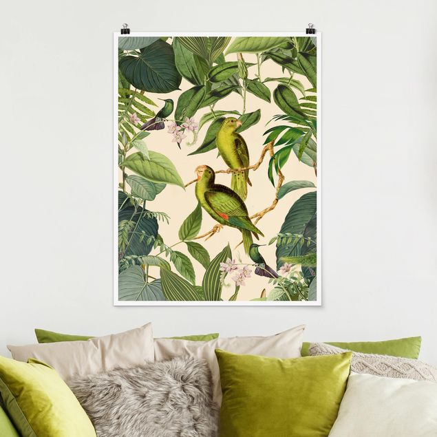 Kitchen Vintage Collage - Parrots In The Jungle