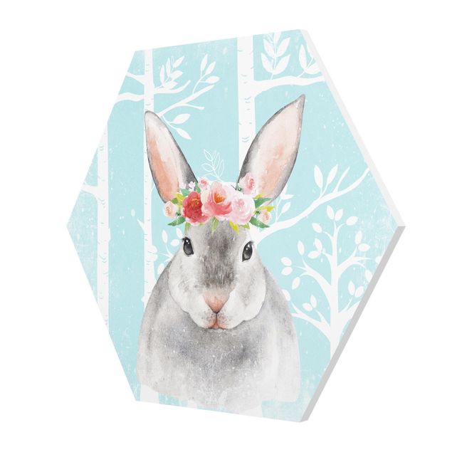 Turquoise canvas wall art Watercolor Rabbit Turquoise