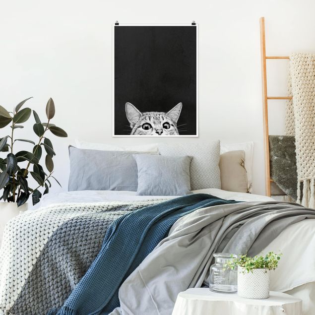 Cat prints Illustration Cat Black And White Drawing