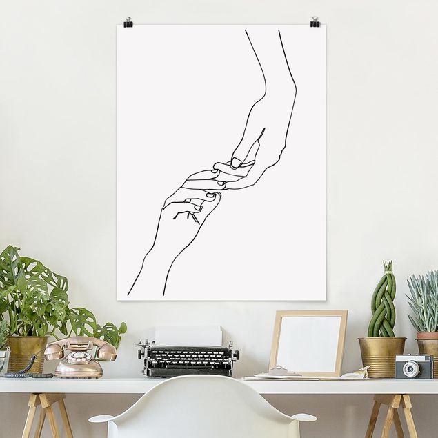 Art styles Line Art Hands Touching Black And White