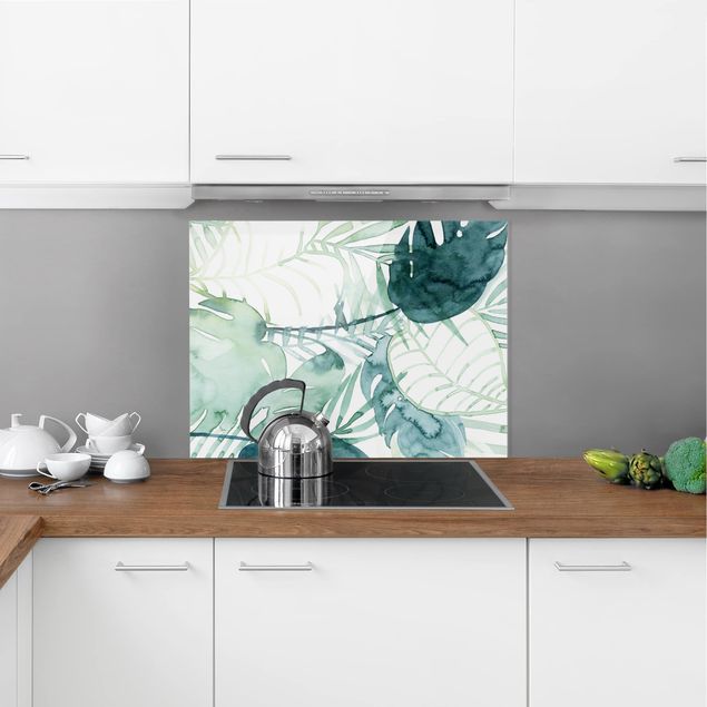 Glass splashback patterns Palm Fronds In Water Color II