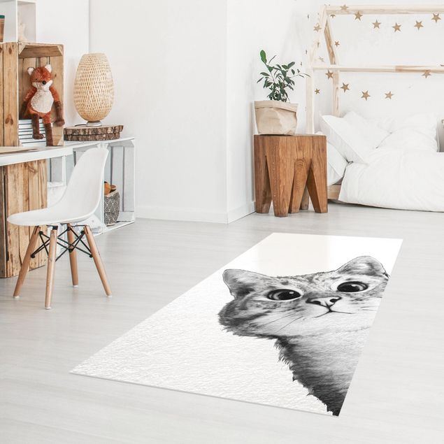 Balcony rugs Illustration Cat Drawing Black And White