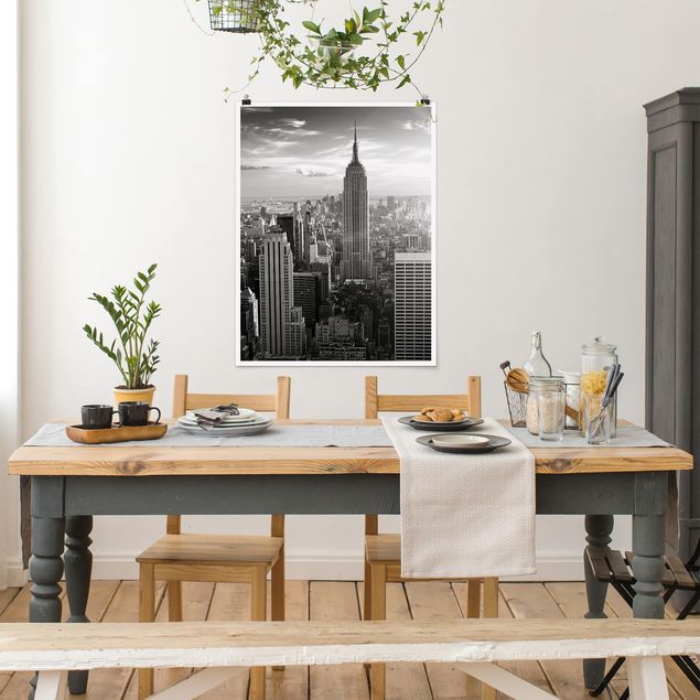 Poster black white Manhattan Skyline
