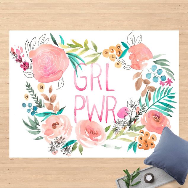 outdoor patio rugs Light Pink Flowers - Girl Power