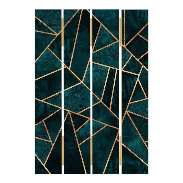 Wood photo prints Dark Turquoise With Gold