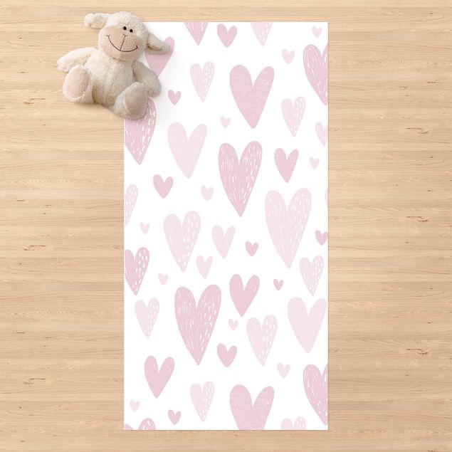 outdoor mat Small And Big Drawn Light Pink Hearts