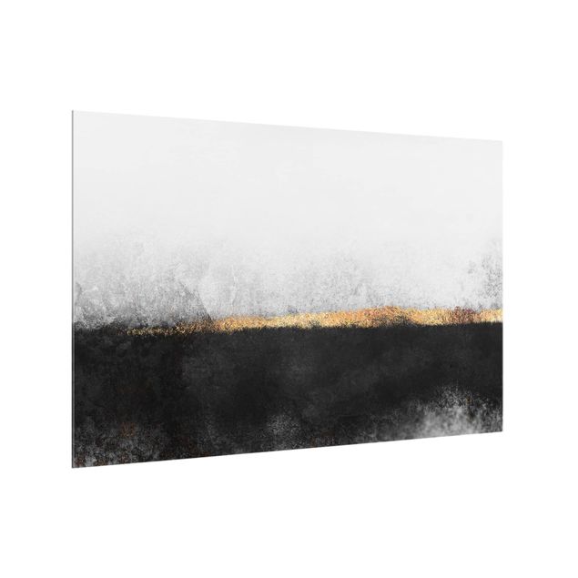 Glass splashback art print Abstract Golden Horizon Black And White
