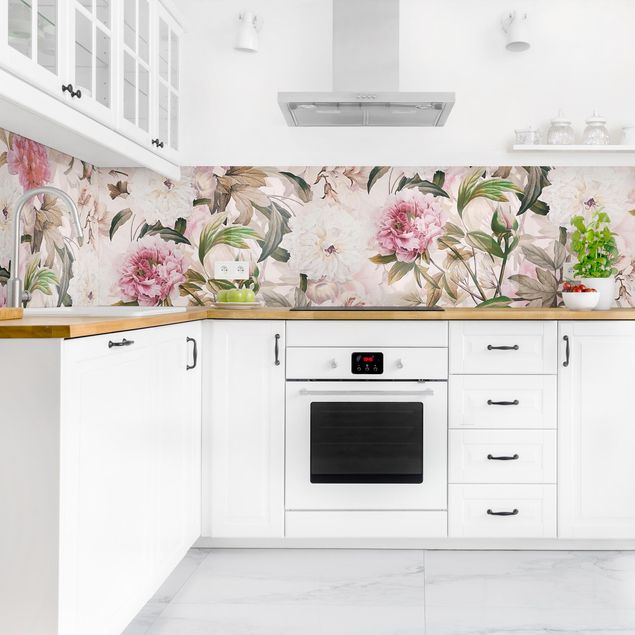 Kitchen Illustrated Peonies In Light Pink
