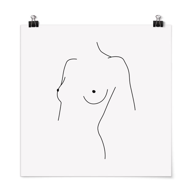 Art posters Line Art Nude Bust Woman Black And White