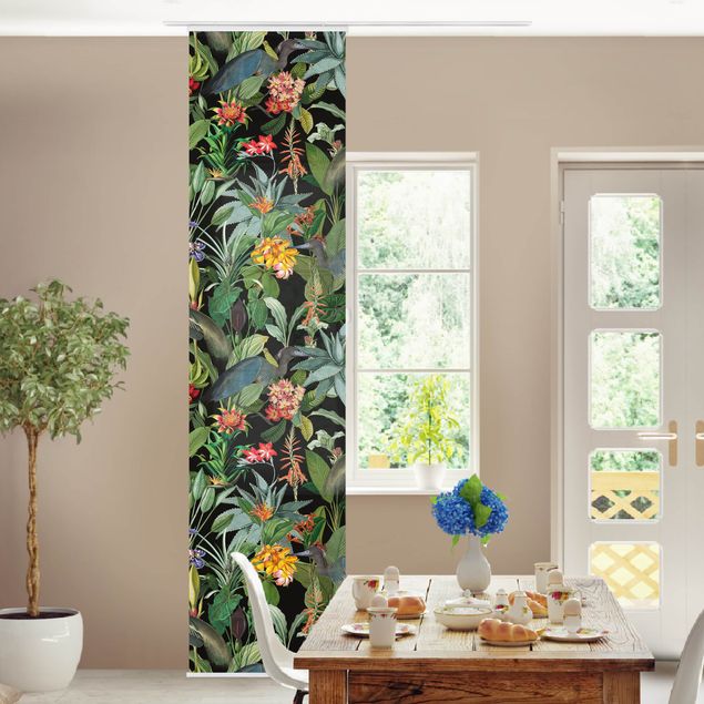 Kitchen Birds With Tropical Flowers