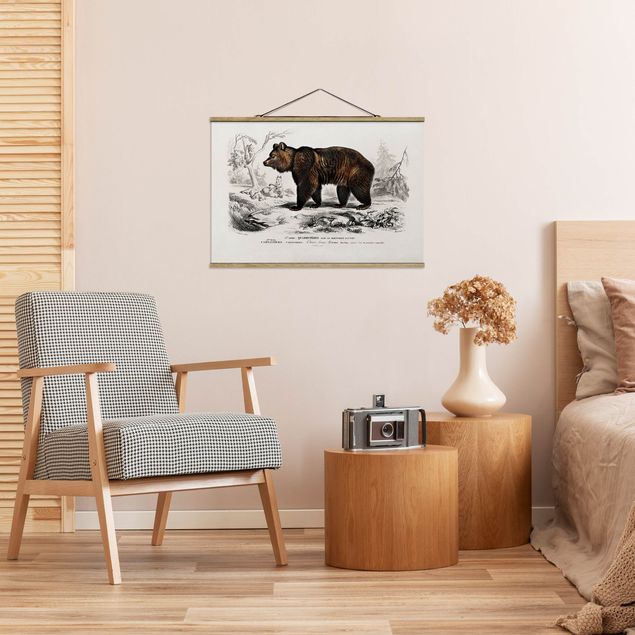 Bear art prints Vintage Board Brown Bear