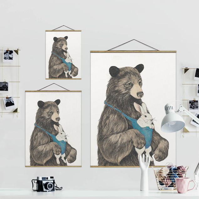 Prints brown Illustration Bear And Bunny Baby