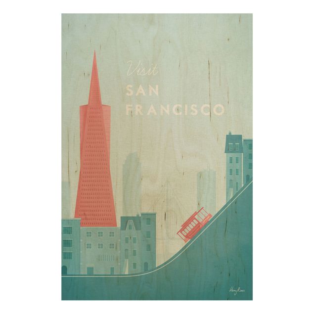 Vintage wood prints Travel Poster - San Francisco