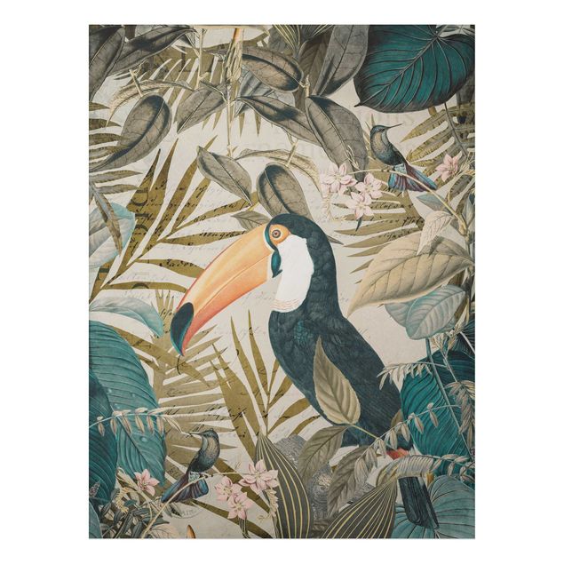 Jungle print Vintage Collage - Toucan In The Jungle