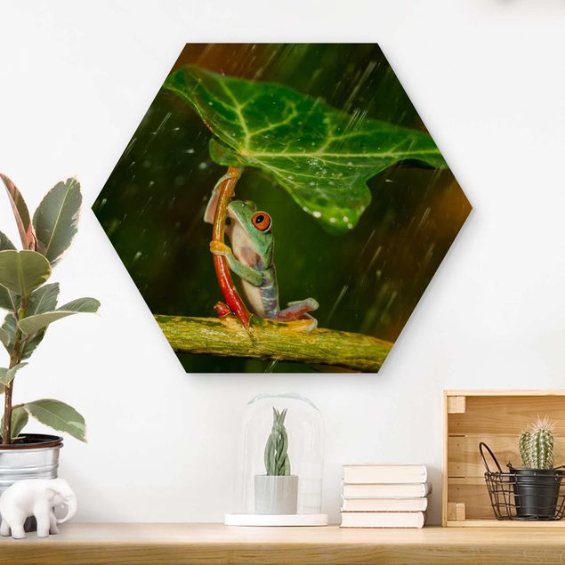Wood prints flower Frog In The Rain