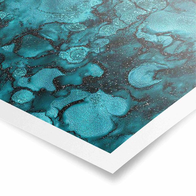 Wall art turquoise Turquoise Drop With Glitter