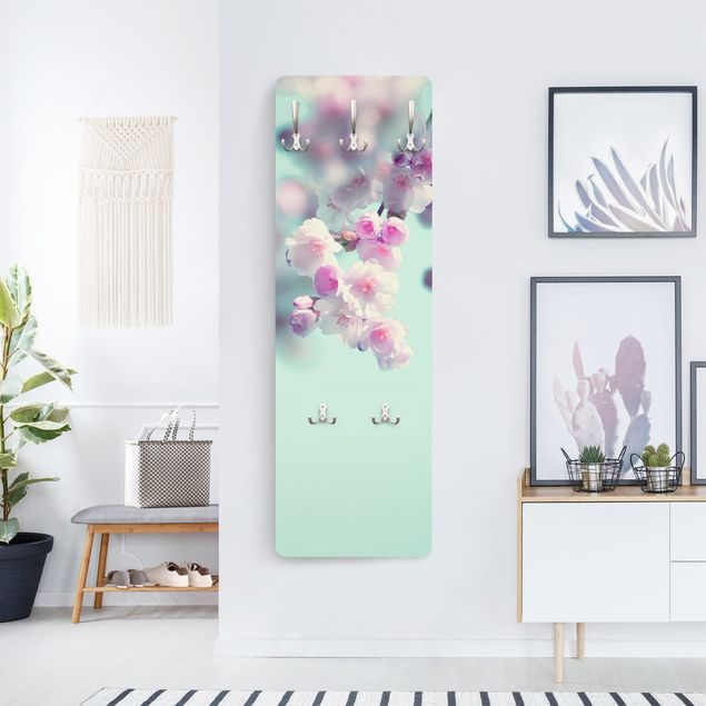 Wall mounted coat rack Colourful Cherry Blossoms