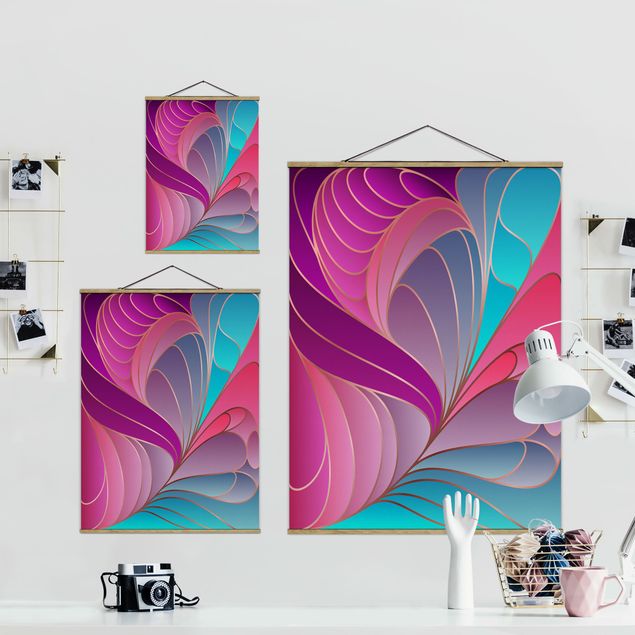 Fabric print with posters hangers Colourful Art Deco ll