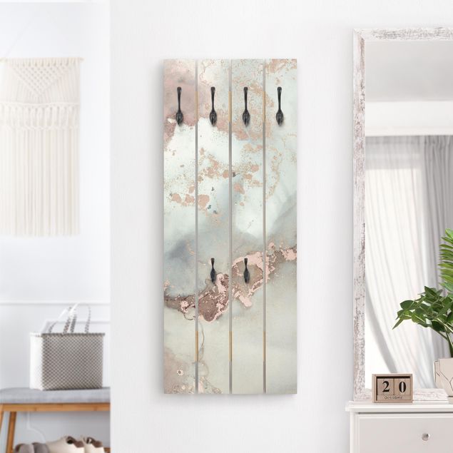 Wooden wall mounted coat rack Colour Experiments Marble Pastel And Gold