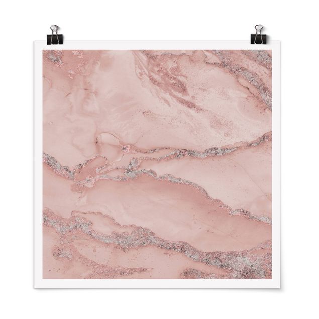 Abstract canvas wall art Colour Experiments Marble Light Pink And Glitter