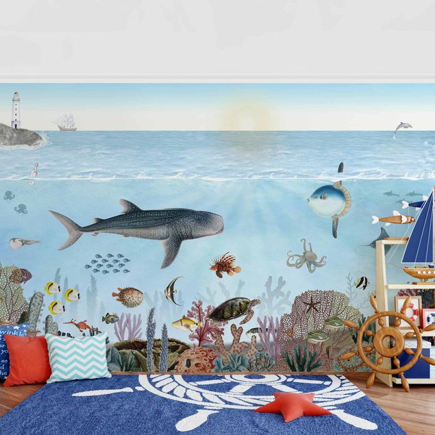 Kids room decor Fascinating creatures on the coral reef