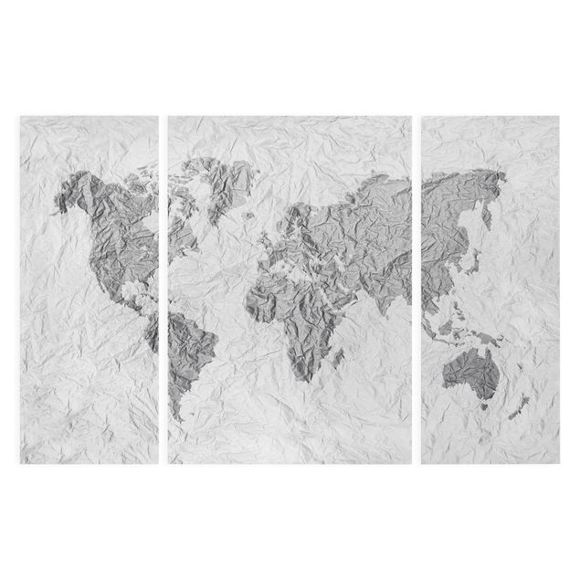 Black and white art Paper World Map White Grey
