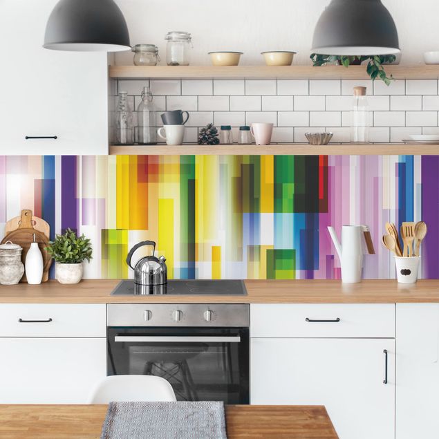 Kitchen splashback abstract Rainbow Cubes