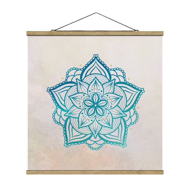 Prints patterns Mandala Hamsa Hand Lotus Set Gold Blue