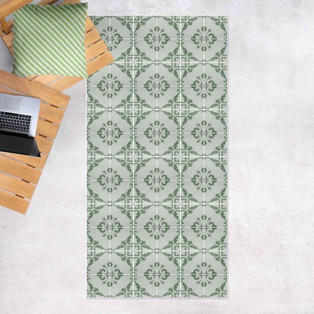Outdoor rugs Watercolour Tile Pattern Lagos Emerald Green
